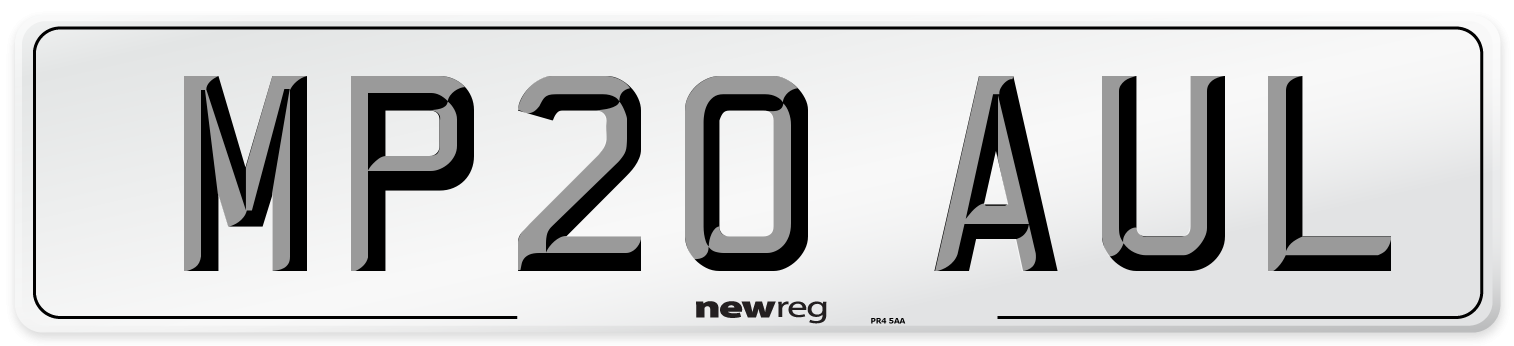 MP20 AUL Number Plate from New Reg